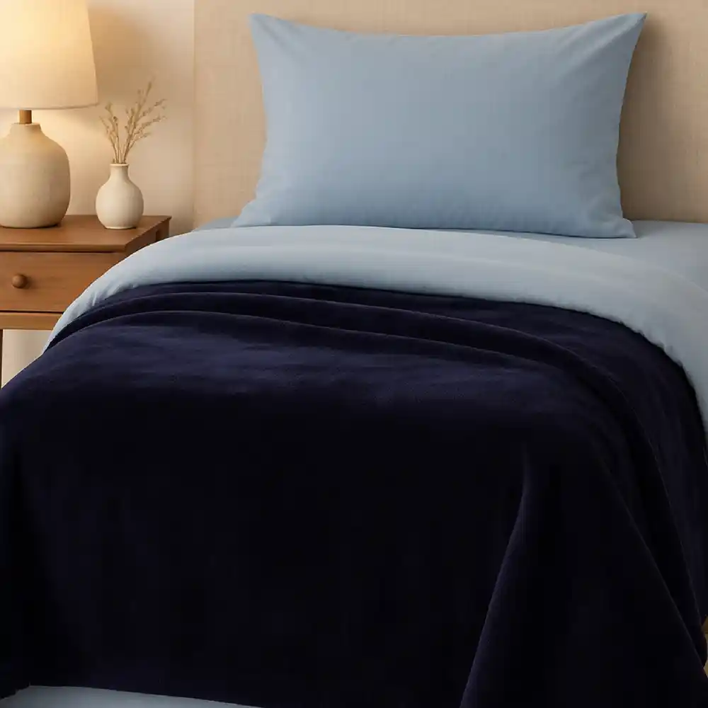 Elega Decor Flannel Blanket – Double (200x220 cm) | Ultra-Soft, Premium Brushed Polyester, All-Season Comfort - Solid Dark Green, Brown, Navy Blue, Gold