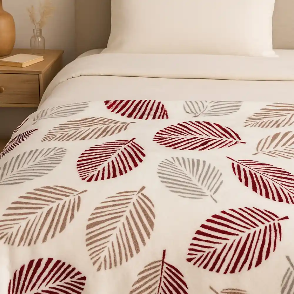 Flannel Fleece Double Size 200 x 220 cm for All Season Fluffy Blanket Warm Bed Blanket Throw for Sofa & Bed Comfortable and Soft Blanket | Leaf Print, Geometric Print, Damask Print