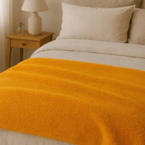 Elega Decor Sherpa Blanket – Double (200x220 cm) – Ultra-Soft Sherpa Fleece, All-Season Comfort | Dark Brown, Navy Blue, Orange, Yellow